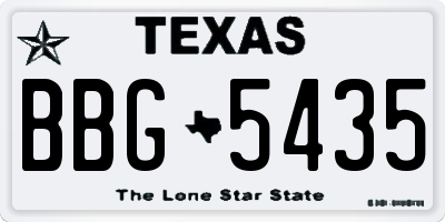 TX license plate BBG5435