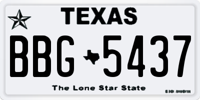 TX license plate BBG5437