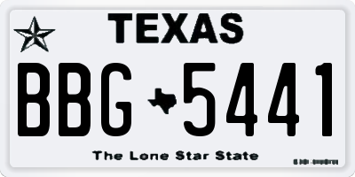 TX license plate BBG5441