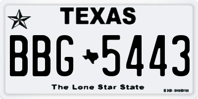 TX license plate BBG5443