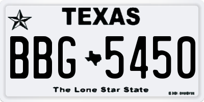 TX license plate BBG5450
