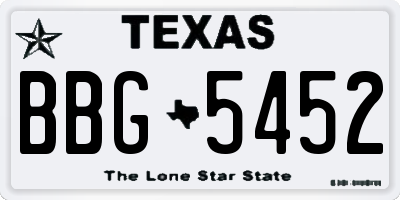 TX license plate BBG5452