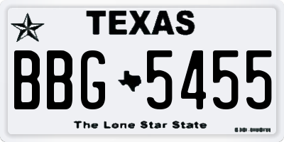 TX license plate BBG5455