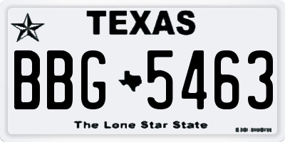 TX license plate BBG5463