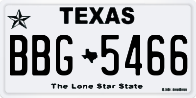 TX license plate BBG5466