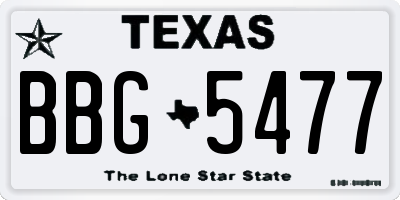 TX license plate BBG5477