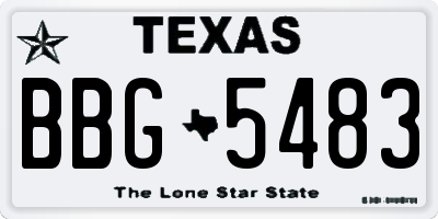 TX license plate BBG5483