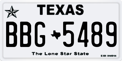 TX license plate BBG5489
