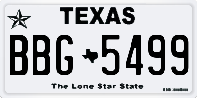 TX license plate BBG5499
