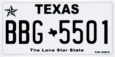 TX license plate BBG5501