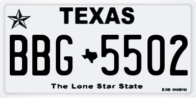 TX license plate BBG5502