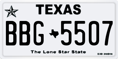TX license plate BBG5507