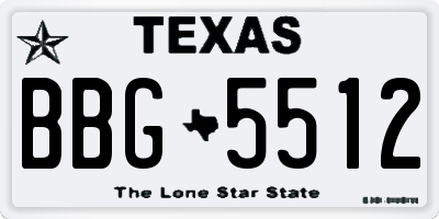 TX license plate BBG5512