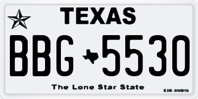 TX license plate BBG5530