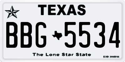 TX license plate BBG5534