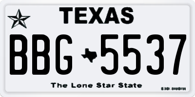 TX license plate BBG5537
