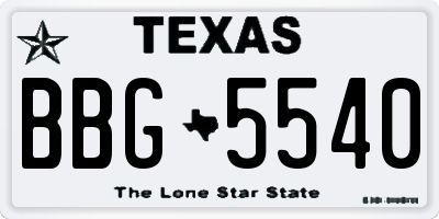 TX license plate BBG5540