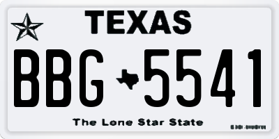 TX license plate BBG5541