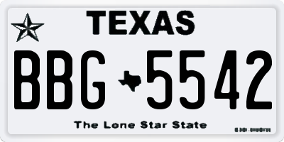 TX license plate BBG5542