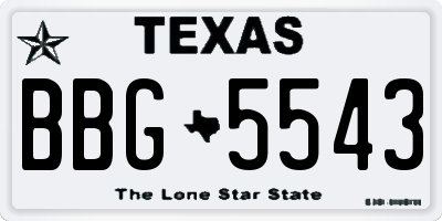 TX license plate BBG5543