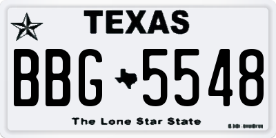 TX license plate BBG5548