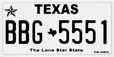 TX license plate BBG5551
