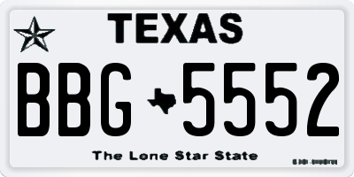 TX license plate BBG5552