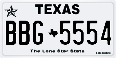 TX license plate BBG5554