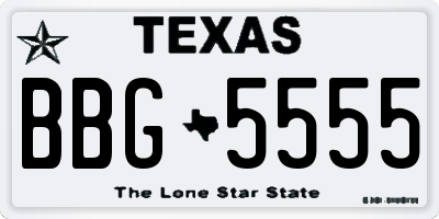 TX license plate BBG5555