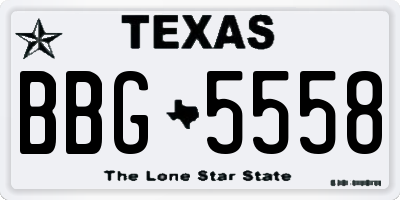 TX license plate BBG5558