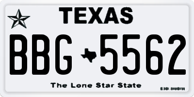 TX license plate BBG5562