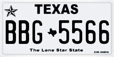 TX license plate BBG5566