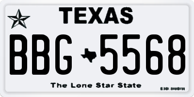 TX license plate BBG5568