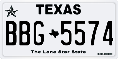 TX license plate BBG5574