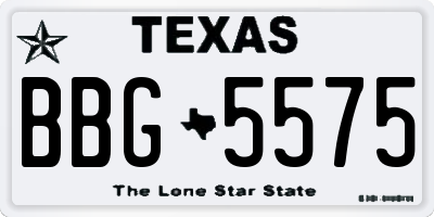 TX license plate BBG5575