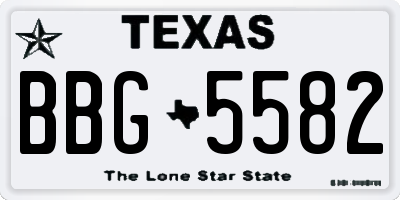 TX license plate BBG5582