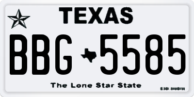 TX license plate BBG5585