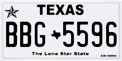 TX license plate BBG5596