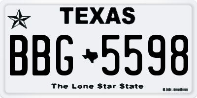 TX license plate BBG5598
