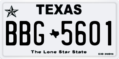 TX license plate BBG5601