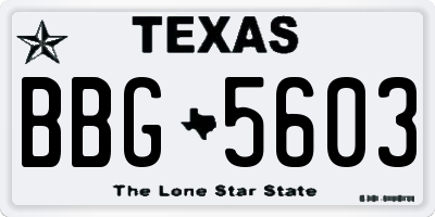 TX license plate BBG5603