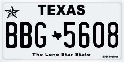 TX license plate BBG5608