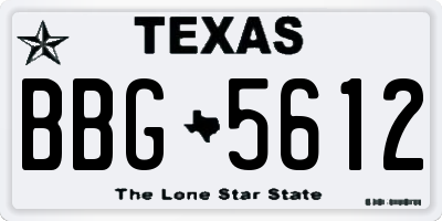 TX license plate BBG5612