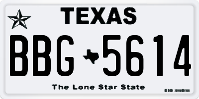 TX license plate BBG5614
