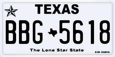 TX license plate BBG5618