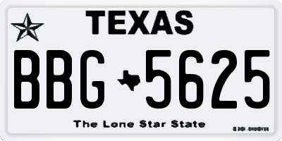 TX license plate BBG5625