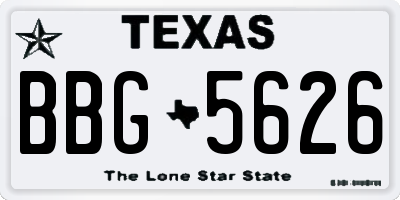 TX license plate BBG5626