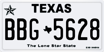 TX license plate BBG5628