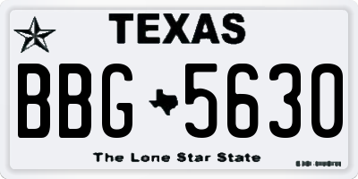 TX license plate BBG5630