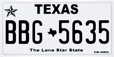 TX license plate BBG5635